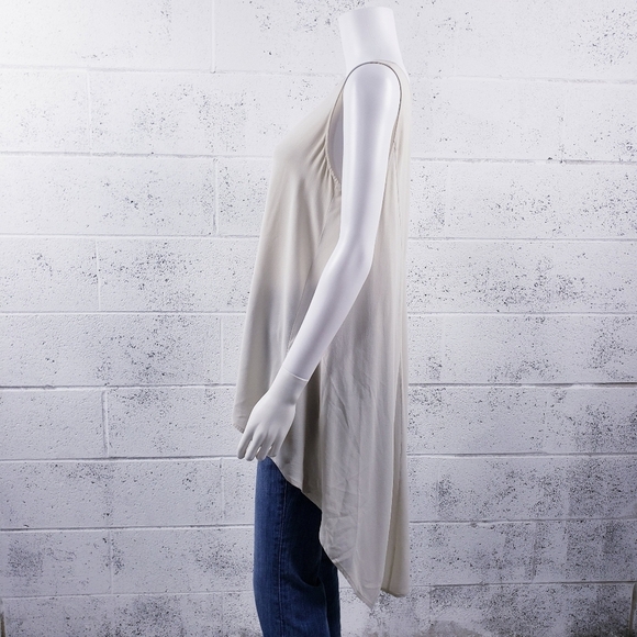 Eileen Fisher 100% Silk Georgette Crepe Sleeveless Tunic Beige Size Small - Picture 4 of 10